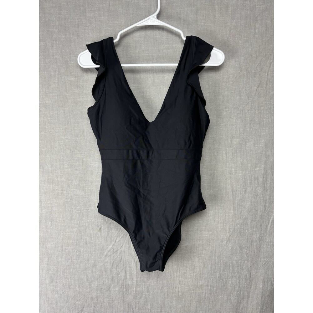 summersalt Black Ruffle Strap One-Piece Swimsuit